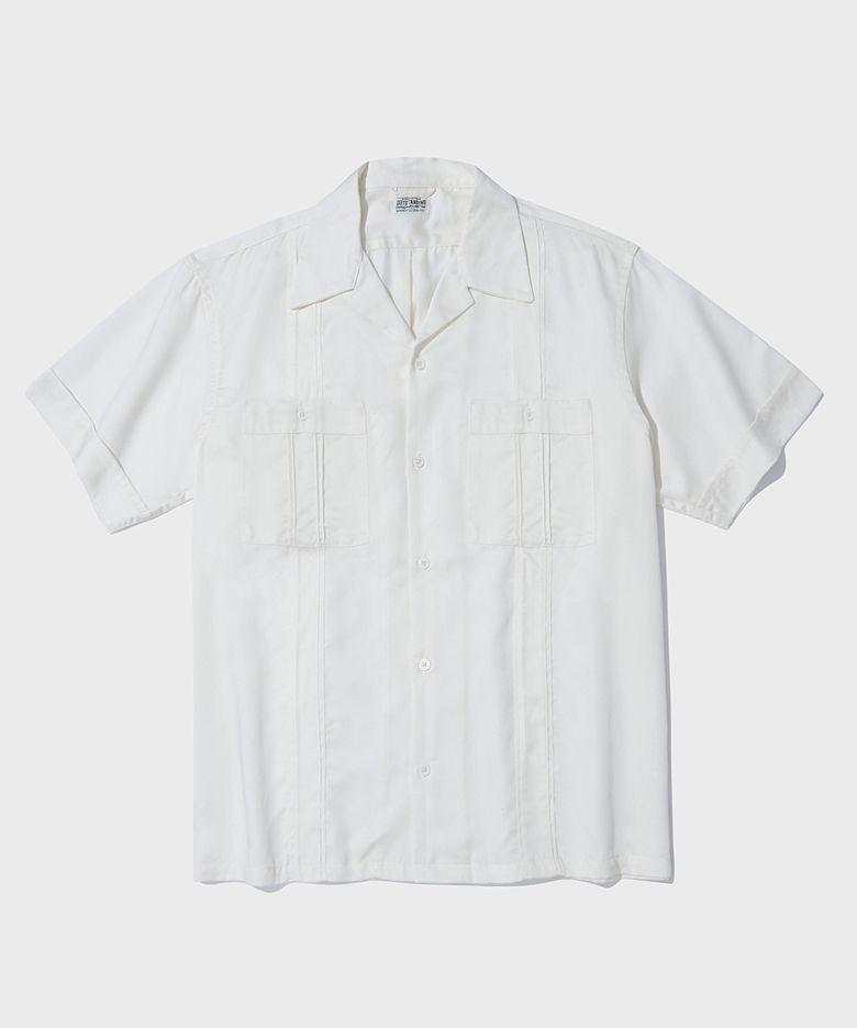 2PK CUBAN COLLAR HALF SHIRT_OFF WHITE