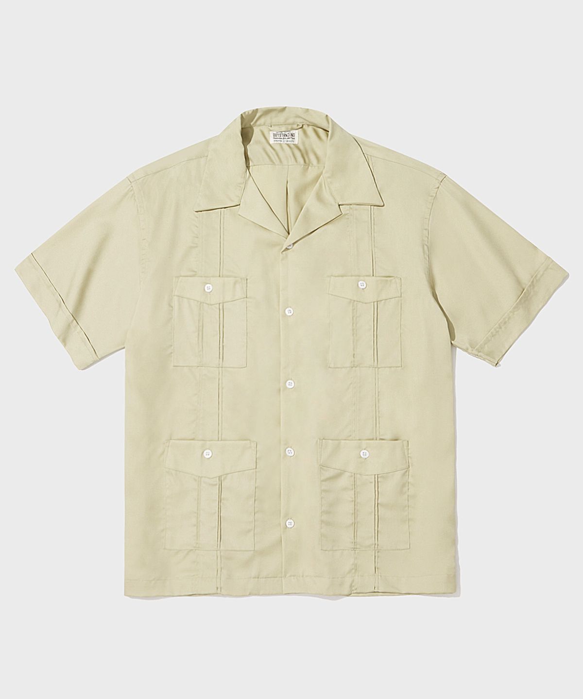아웃스탠딩(OUTSTANDING) 4PK CUBAN COLLAR HALF SHIRT_LIGHT KHAKI