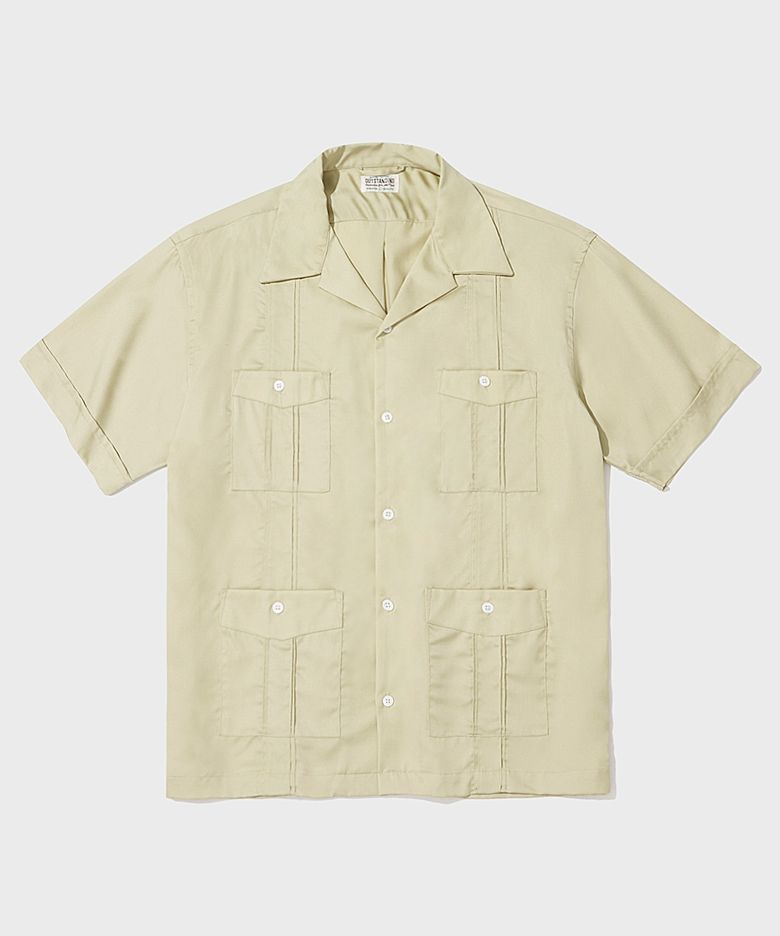 4PK CUBAN COLLAR HALF SHIRT_LIGHT KHAKI