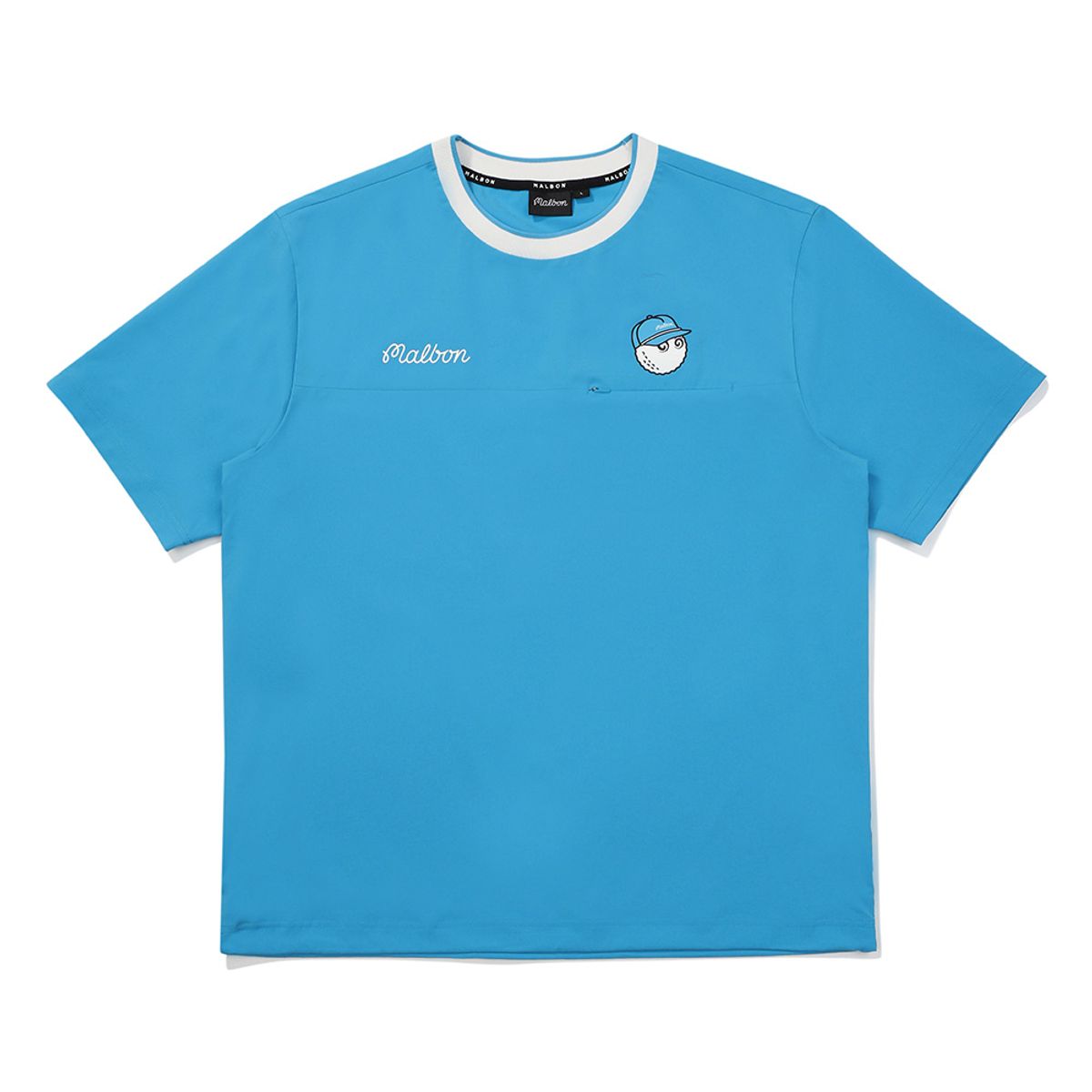 말본 골프(MALBON GOLF) 넥 티핑 포인트 반팔 피스테 BLUE (MAN)