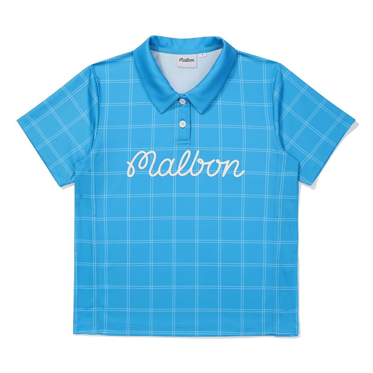 말본 골프(MALBON GOLF) 메쉬 자카드 사이드 슬릿 카라 티셔츠 BLUE (WOMAN)