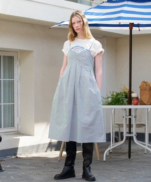 플라워 프린트 스트라이프 드레스