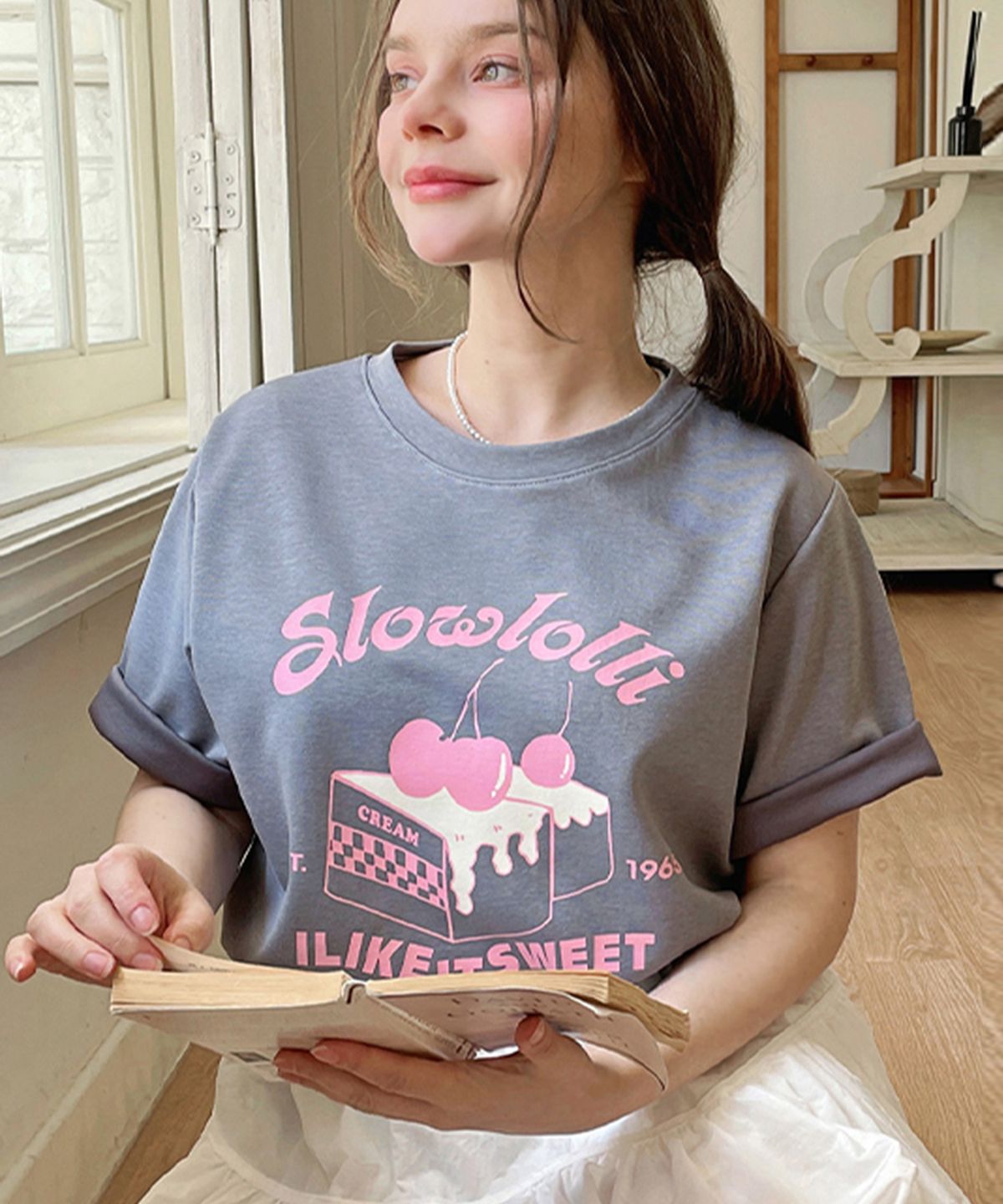 슬로우롤리(SLOWLOLLI) Like sweet t-shirt_3 Colors