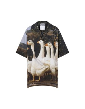 구스 프린트 코튼 보일 셔츠