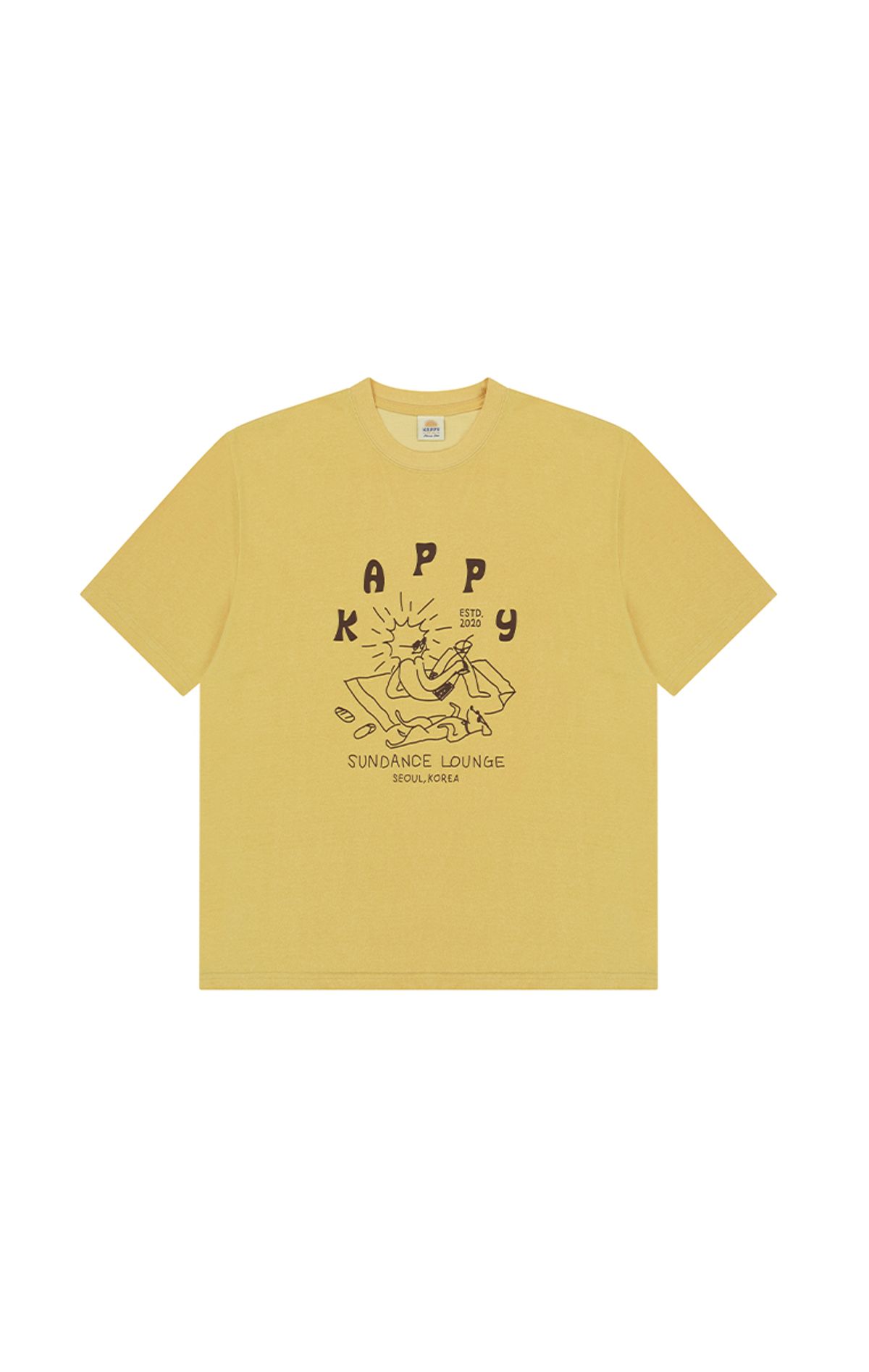캐피디자인(KAPPY DESIGN) 피그먼트 써니 사이더 하프 티셔츠 (옐로우)