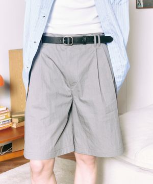 더블루프 밴딩 하프 팬츠 - 그레이