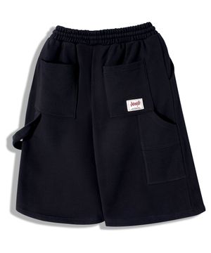 핀턱 카펜터 버뮤다 스웨트 팬츠 블랙 YP-501