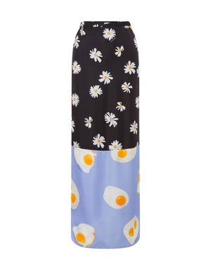 패치워크 롱 실크 트윌 스커트