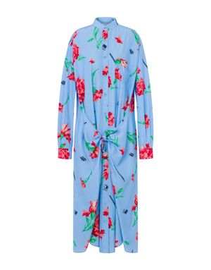 카네이션 프린트 쿠프로 캔버스 드레스