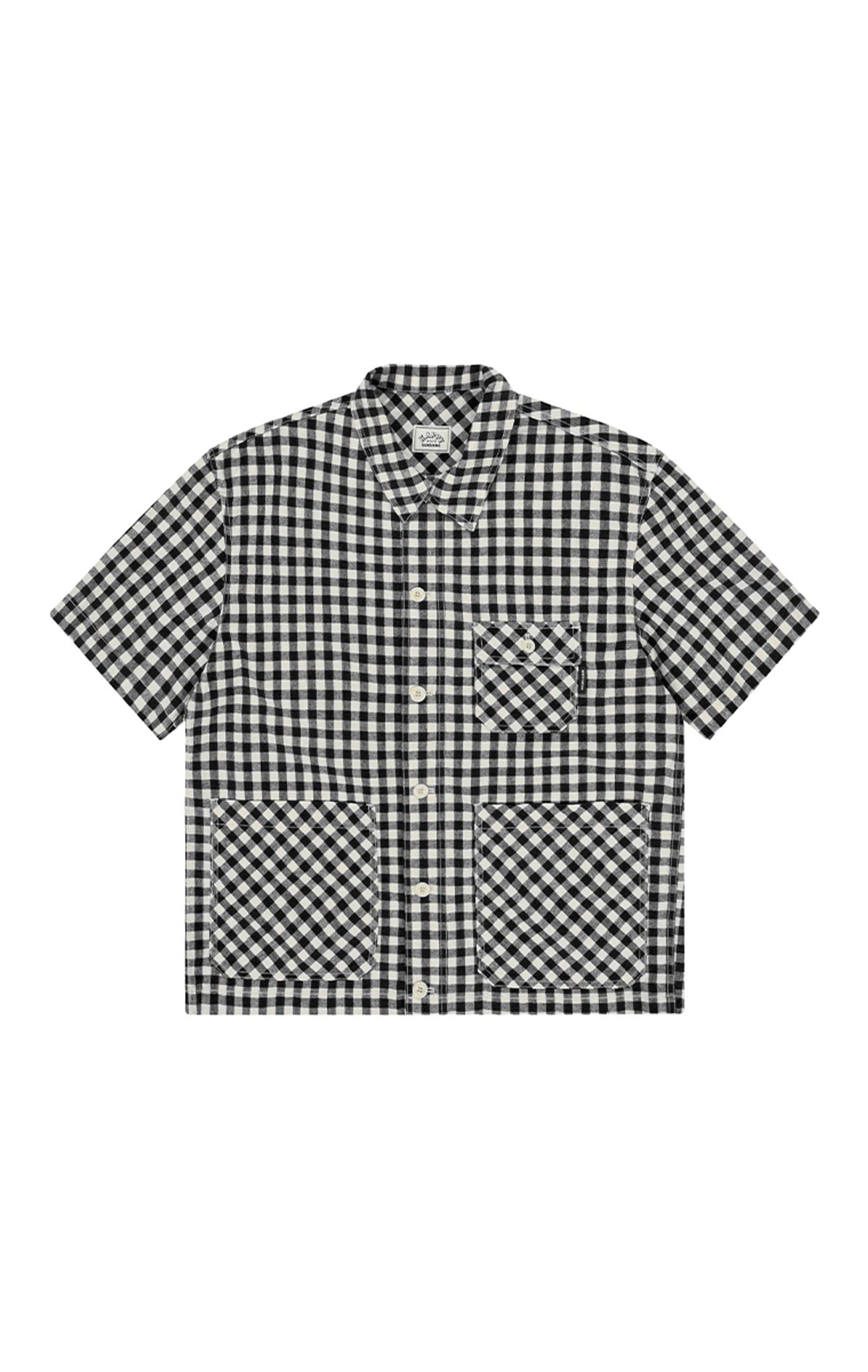 캐피디자인(KAPPY DESIGN) 깅엄 체크 린넨 하프 자켓 (블랙)