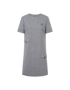 커프 디테일 울 핀스트라이프 드레스