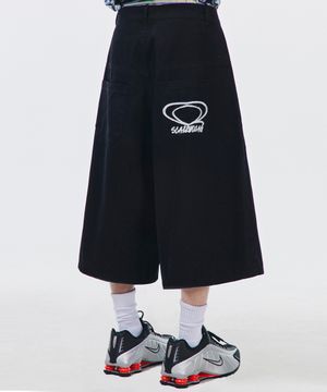 코튼 카치온 자수 버뮤다 팬츠[블랙]