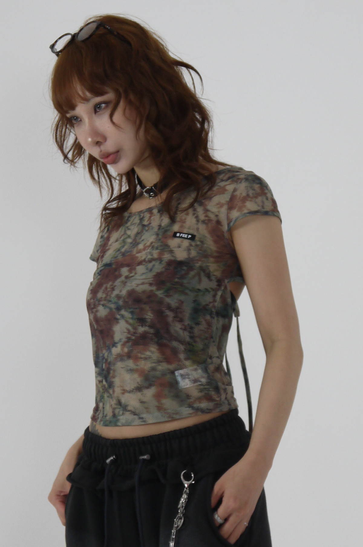 비피피(BFEEP) back open capsleeve tee_green