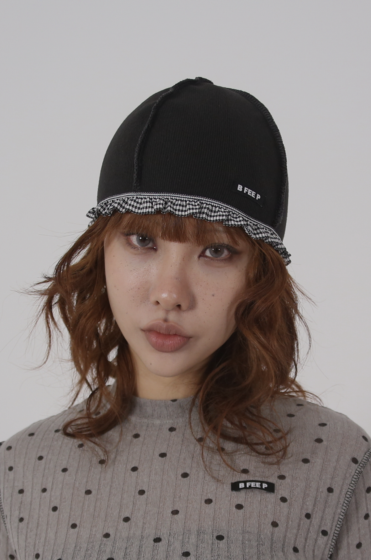 비피피(BFEEP) check lace beanie_charcoal