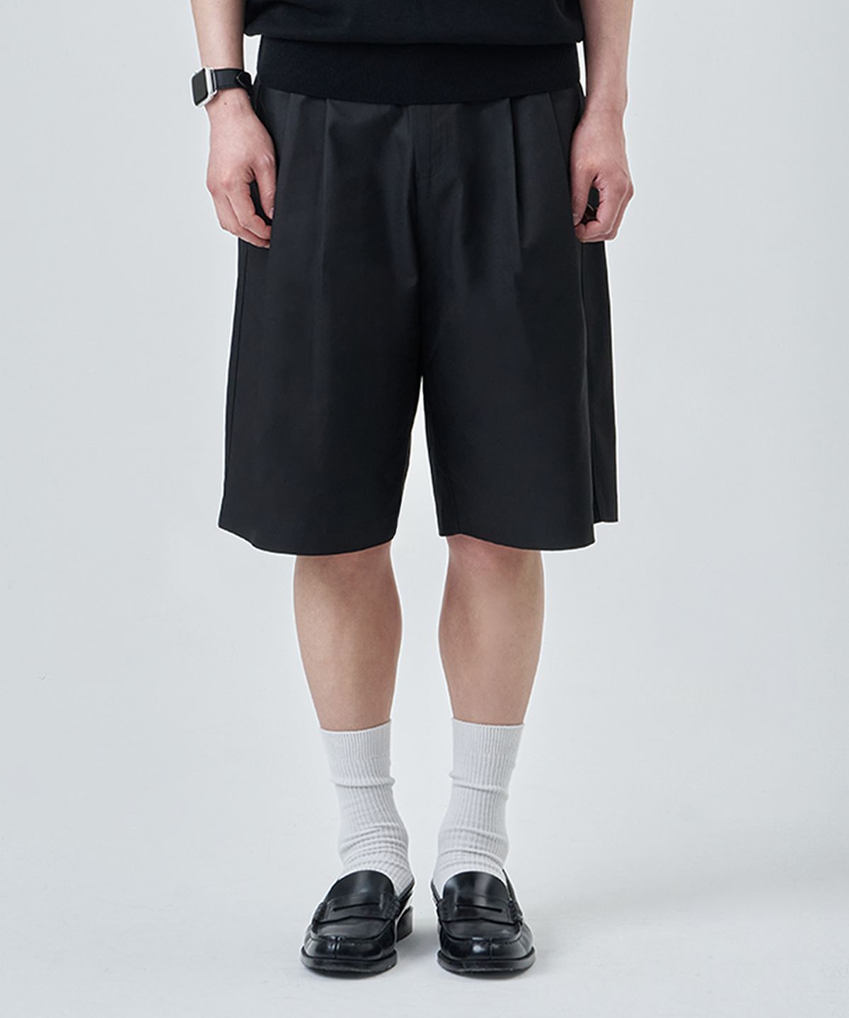 편마(PYEON MA) Lyocell Cotton Bermuda Pants - Black