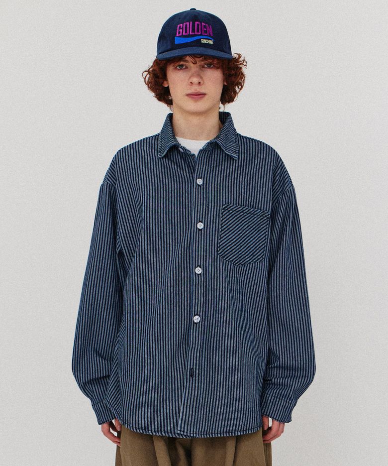 Washed denim over shirts_Stripe