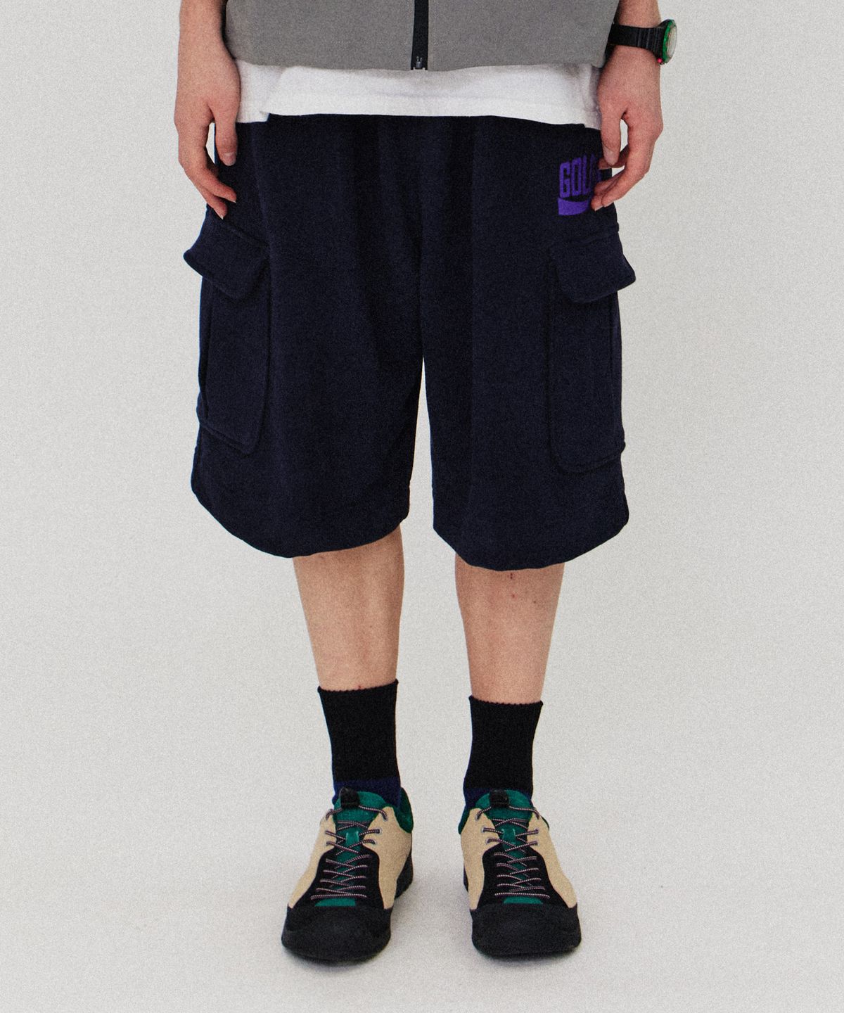 골든선샤인(GOLDEN SUNSHINE) Golden cargo sweat shorts_Navy