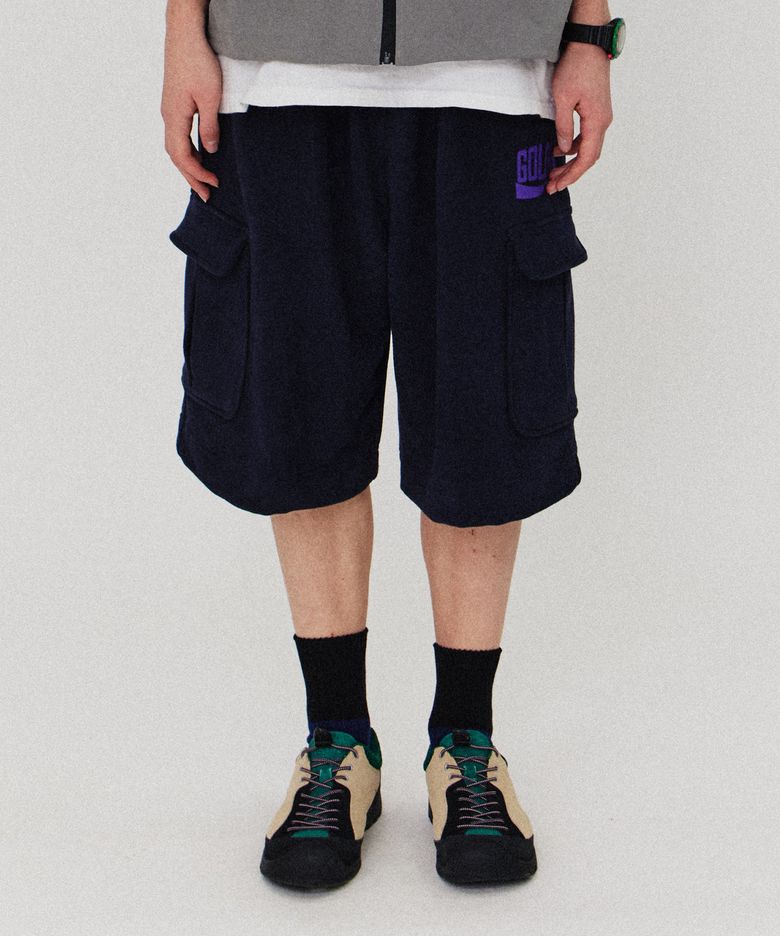 Golden cargo sweat shorts_Navy