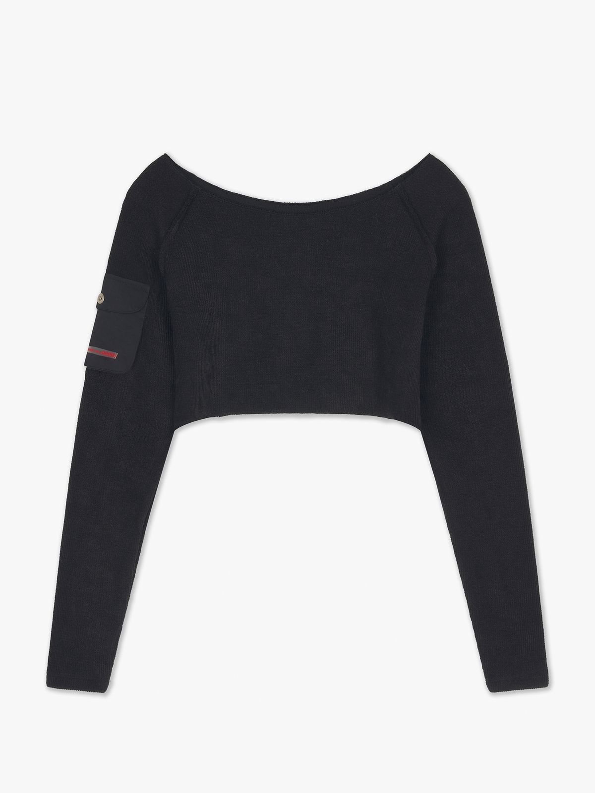 포영(FOUR YOUNG) Pocket Crop Knit Black