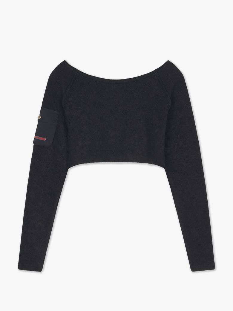 Pocket Crop Knit Black