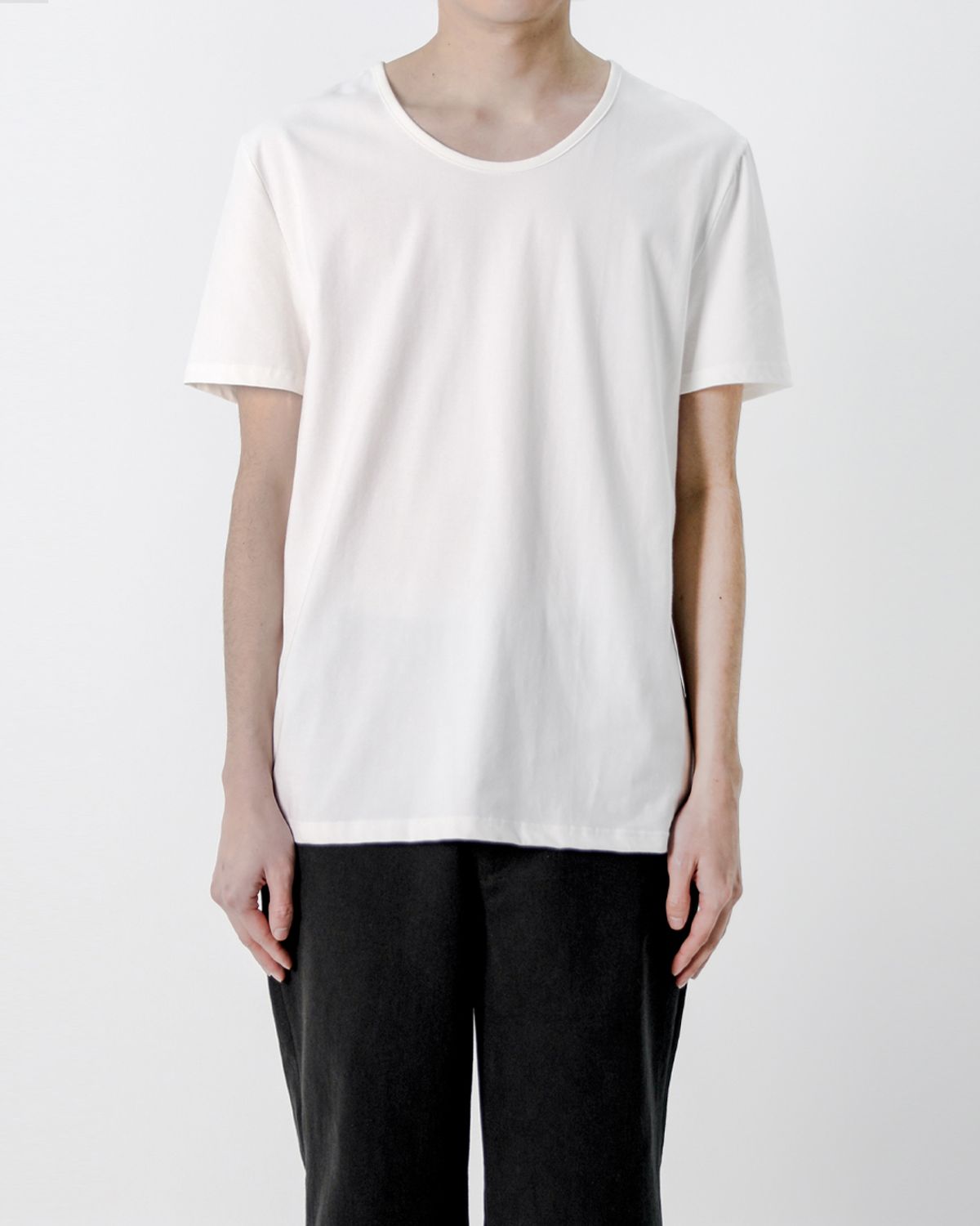 키류(KIRYU) 실켓 블렌디드 U넥 티셔츠 (WHITE)