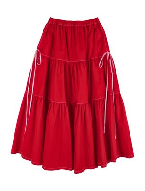 SILK RIBBON TIERD SKIRT_RED