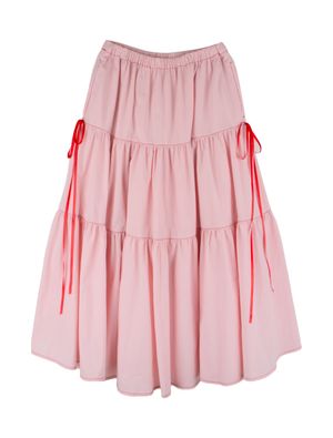 SILK RIBBON TIERD SKIRT_PINK