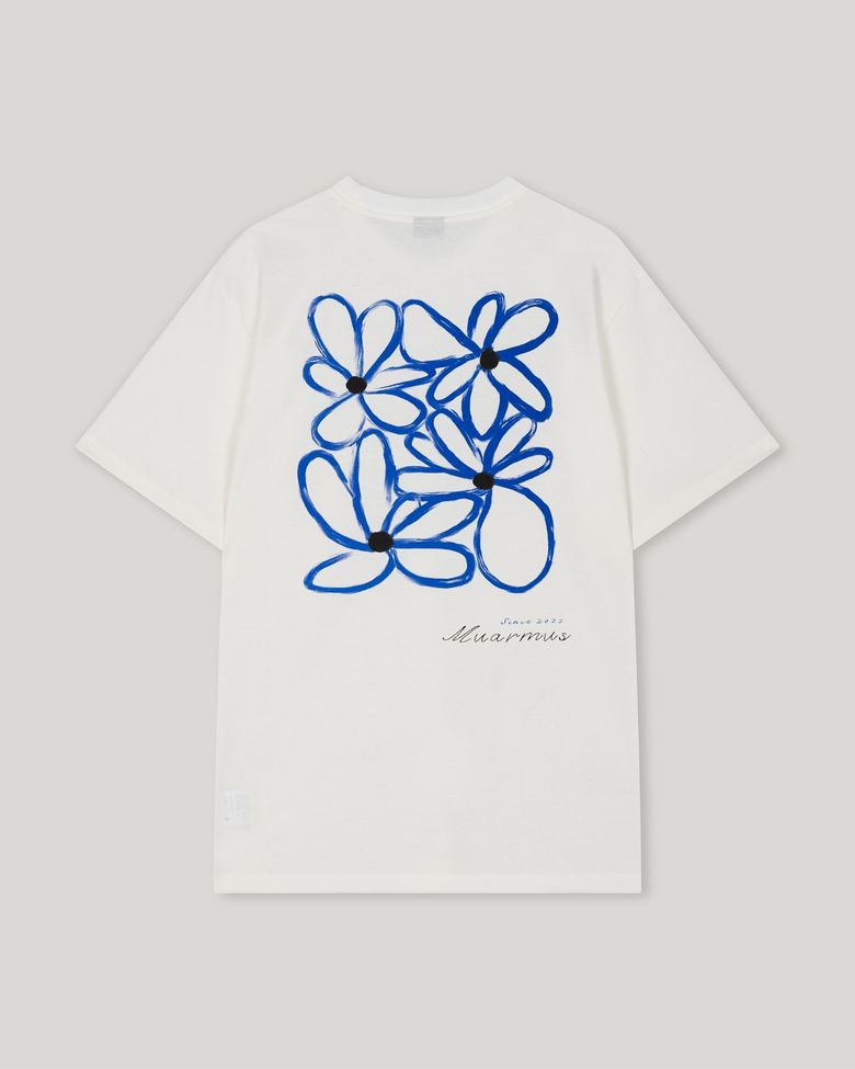 Flower Drawing T-shirt [Blue]