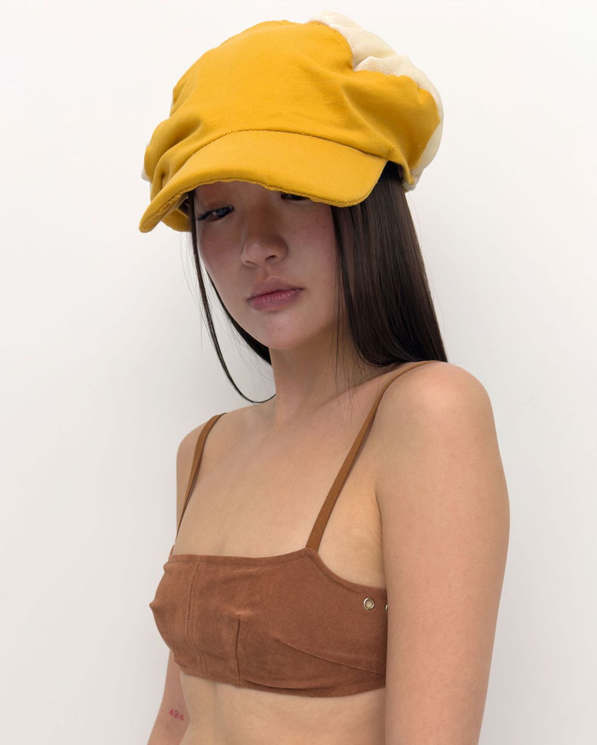 퓨레(PUREE) Scrunchie hunting cap Mustard
