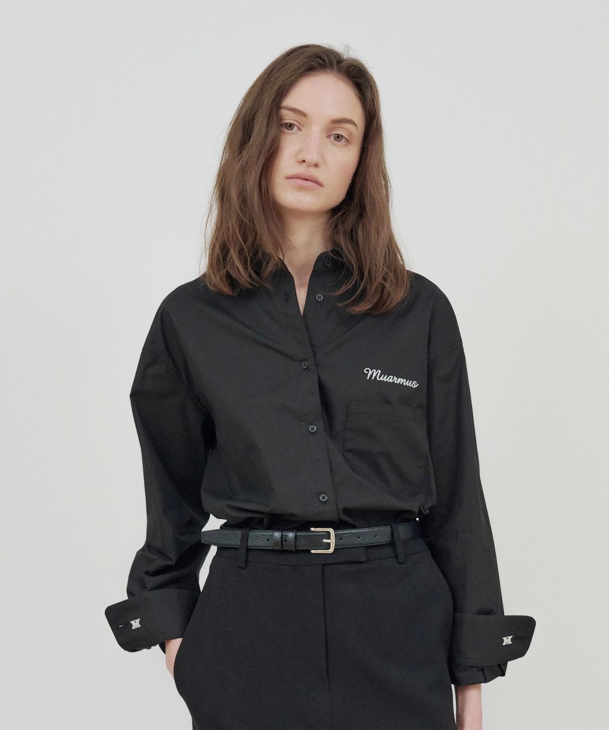 무아르무스(MUARMUS) Time Signature Cotton Shirt [Black]