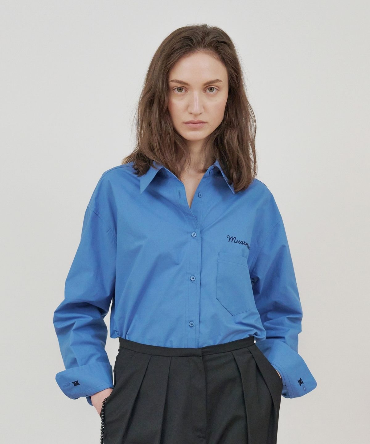 무아르무스(MUARMUS) Time Signature Cotton Shirt [Blue]