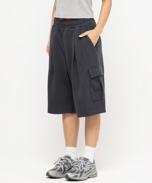 카고 포켓 원턱 버뮤다 스웨트 반바지 [다크그레이]