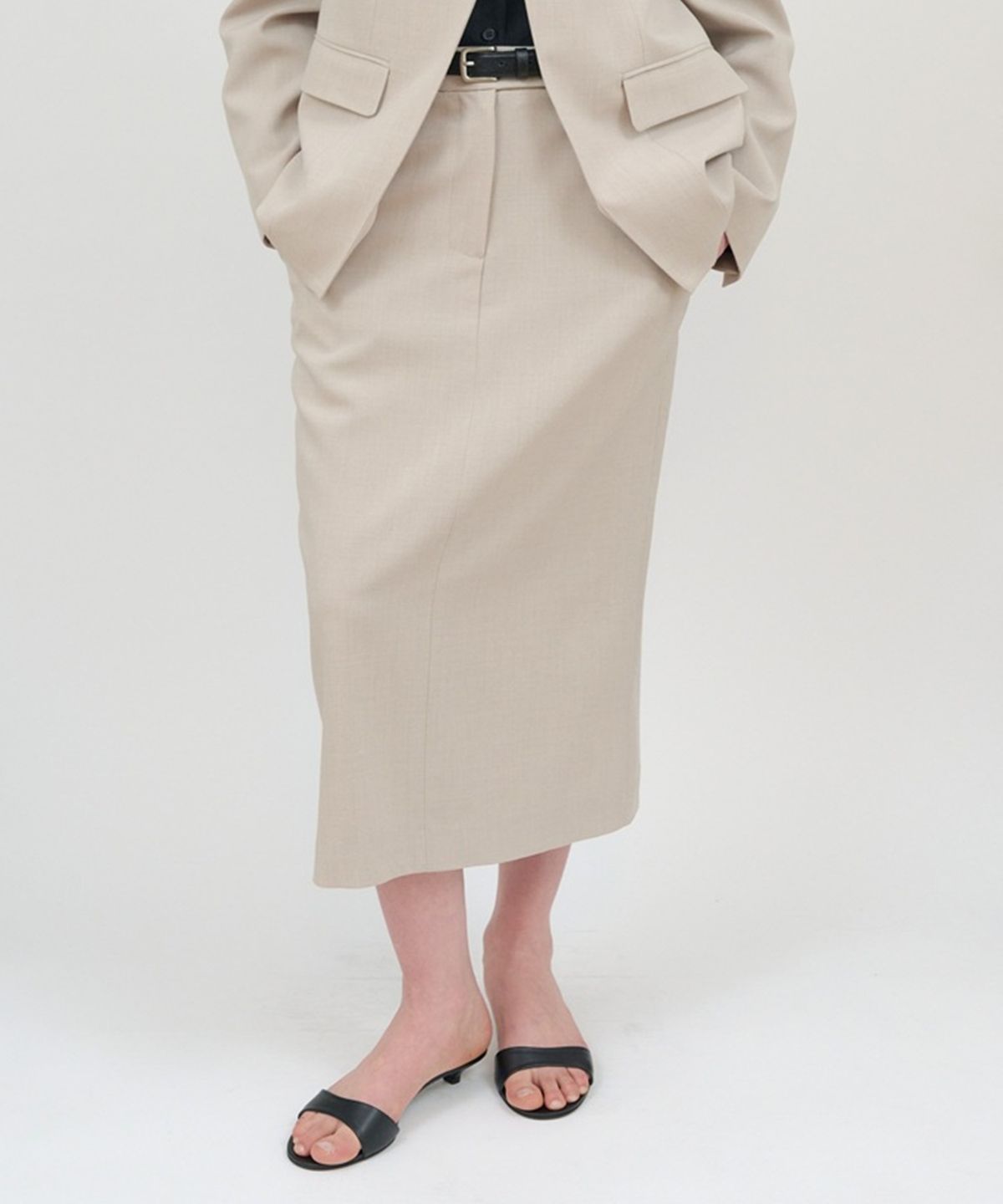 무아르무스(MUARMUS) Liberty Slit Skirt [Beige]