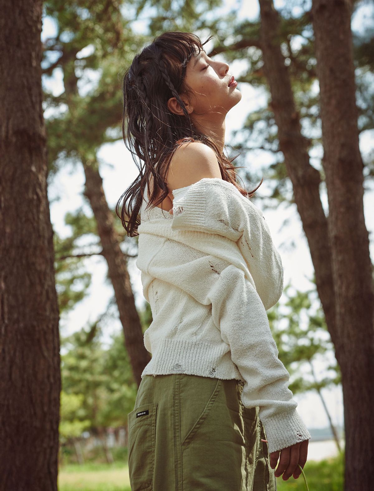 플랫웨이브 인 서울(FLATWAVE IN SEOUL) Bask Damaged Cardigan/Sleeveless Set Ivory