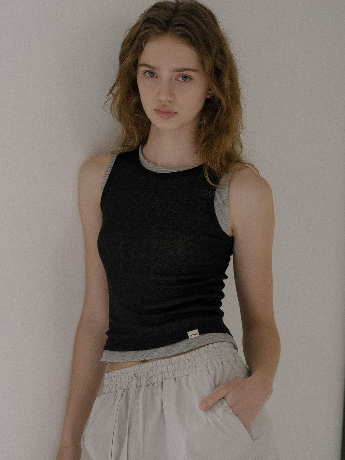 프리버07(FRIVER07) Layered sleeveless top set FRSU01SL05_Black/Gray
