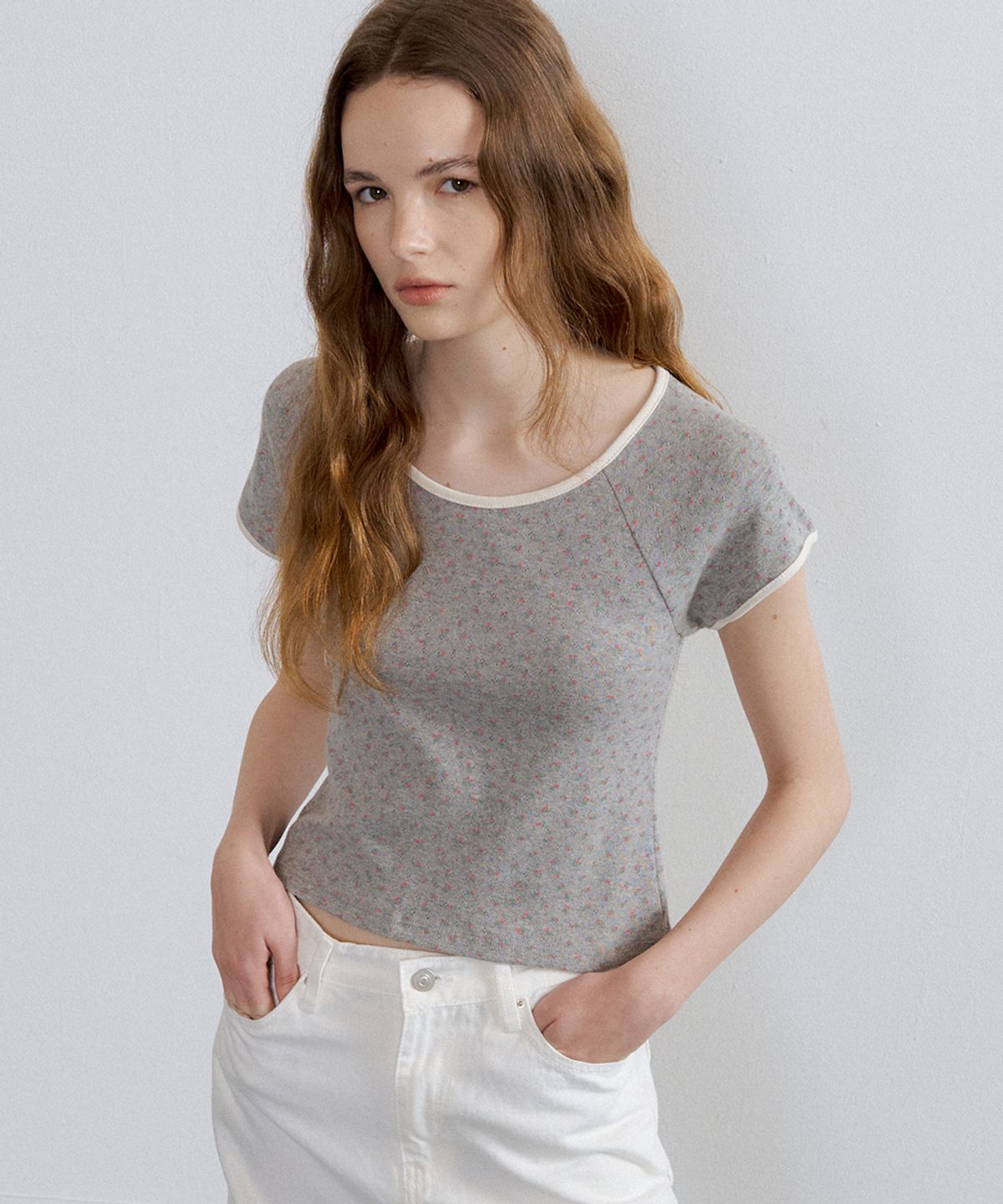 프리버07(FRIVER07) Flower crop t-shirt [FRSU01TS02]_Gray