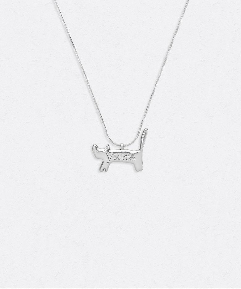 Scripted Cat Pendant Necklace_[Silver925]