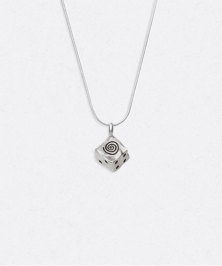 Stone carved Dice Necklace_[Silver925]