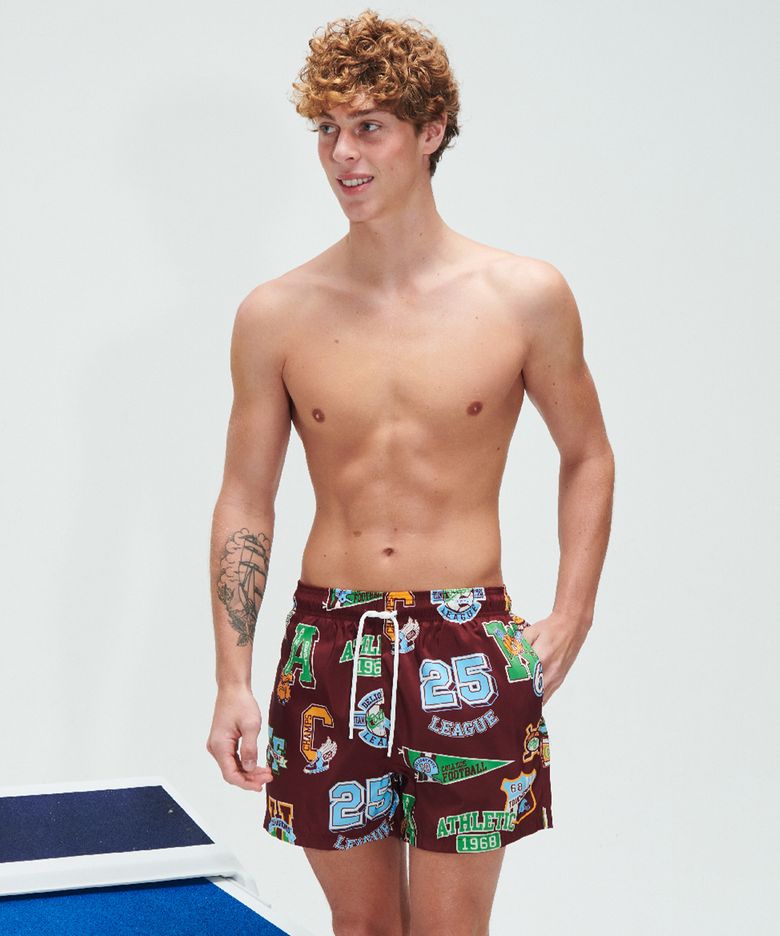 Athletic Club Swim Trunks - Burgundy Rush