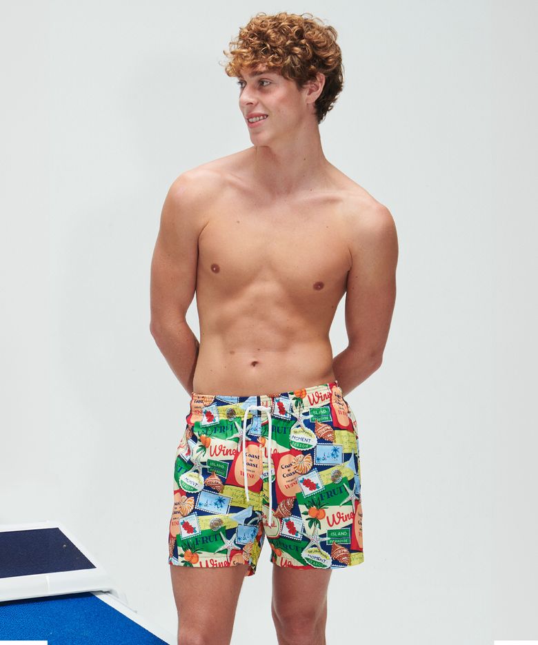 Postcard Club Swim Trunks - Multi