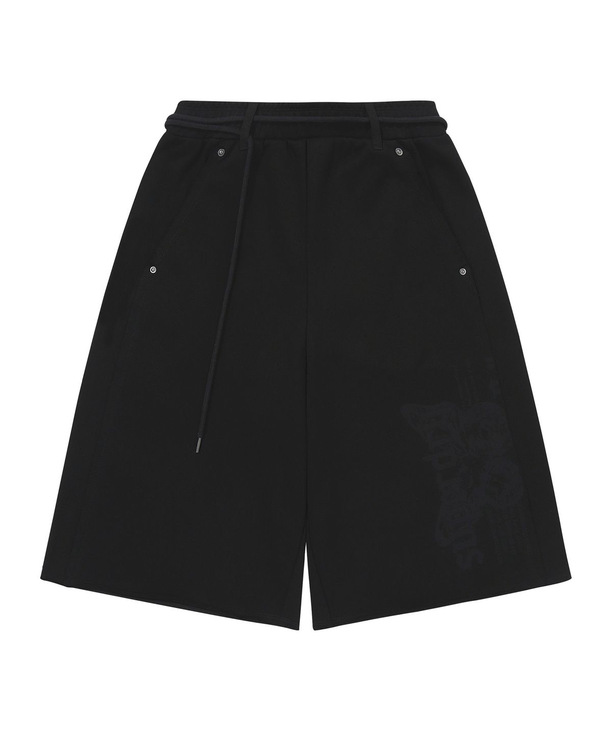 슈퍼드라이(SUPERDRY) W 러프컷 하프 스웻팬츠 블랙