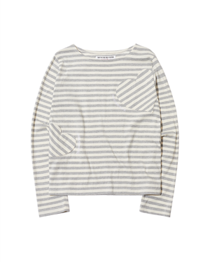 HEART STRIPE LONG T-SHIRT (GREY)