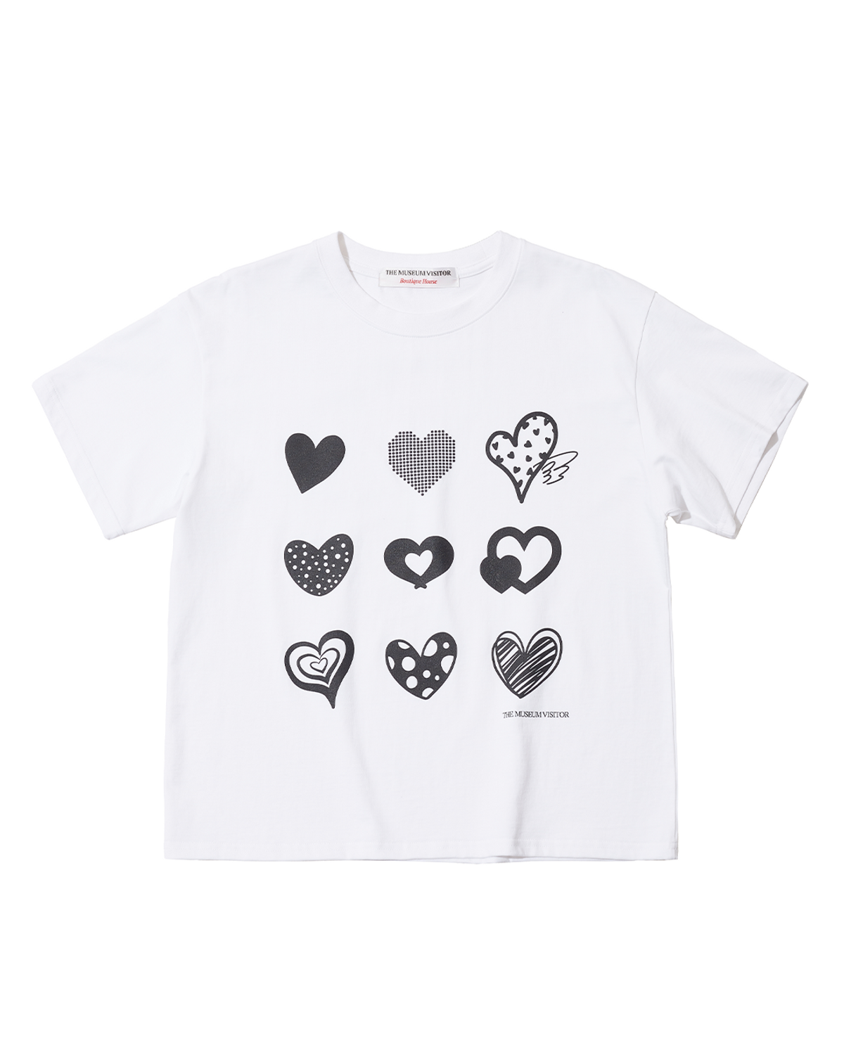 더뮤지엄비지터(THEMUSEUMVISITOR) 9 HEART DRAWING T-SHIRTS (OFF WHITE)