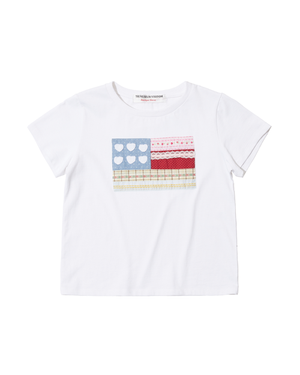 PATCHWORK SIX HEART T-SHIRT (WHITE)