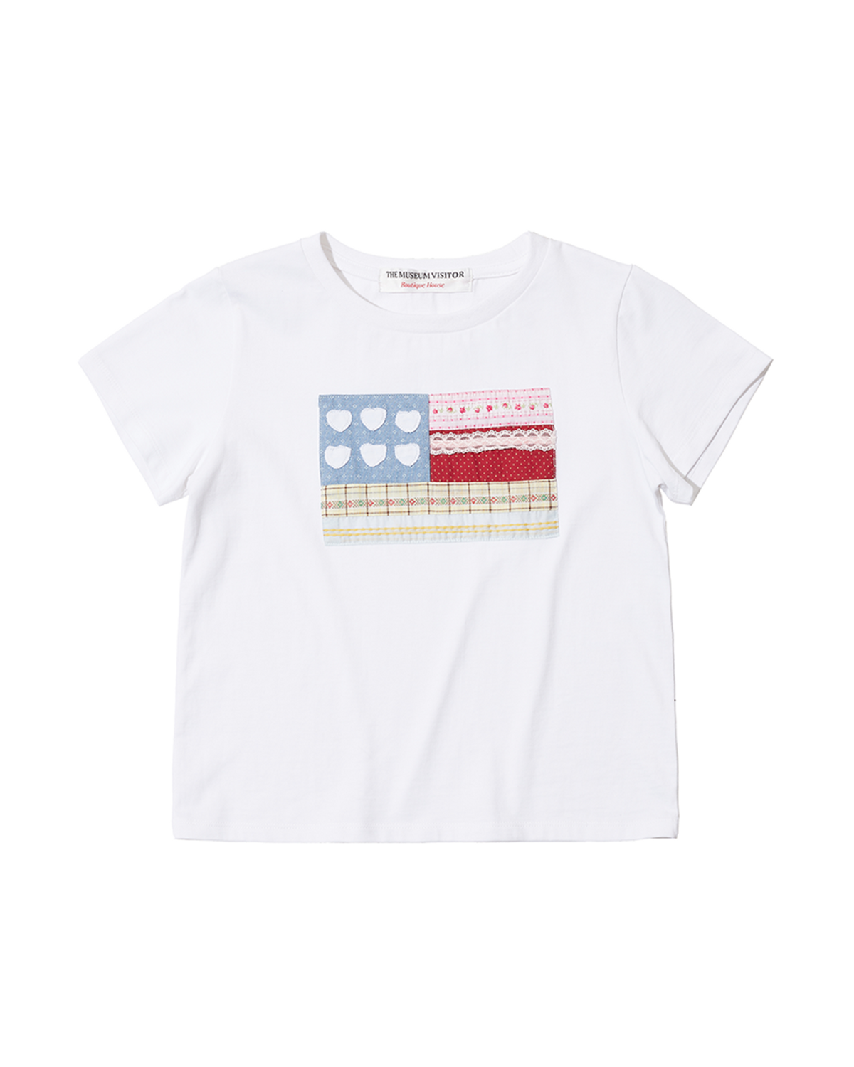더뮤지엄비지터(THEMUSEUMVISITOR) PATCHWORK SIX HEART T-SHIRT (WHITE)