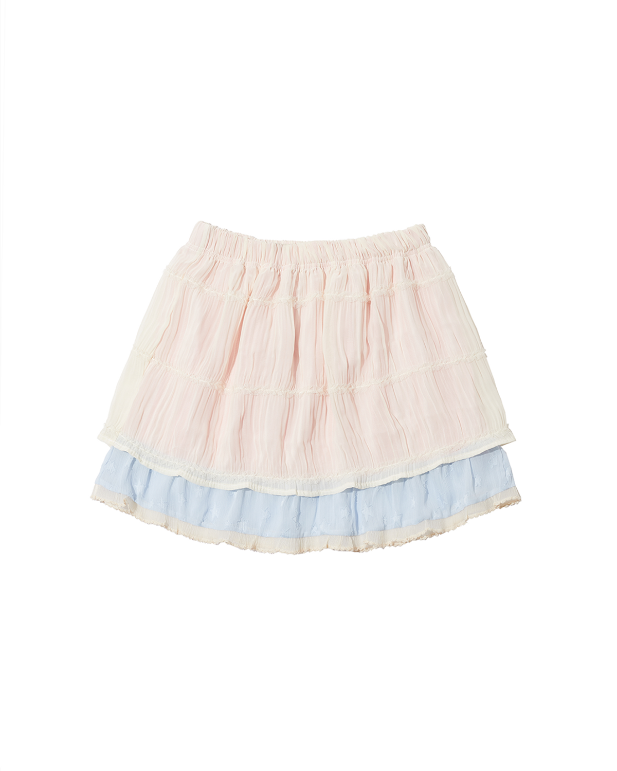 더뮤지엄비지터(THEMUSEUMVISITOR) CHIFFON STAR LAYERED BANDING SKIRT (MINT)