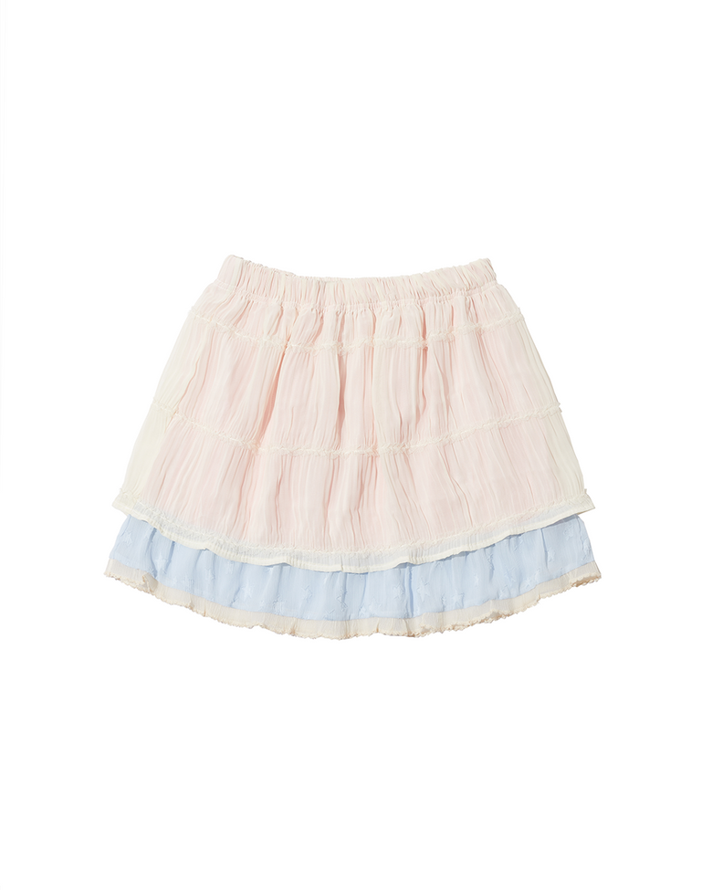 CHIFFON STAR LAYERED BANDING SKIRT (MINT)