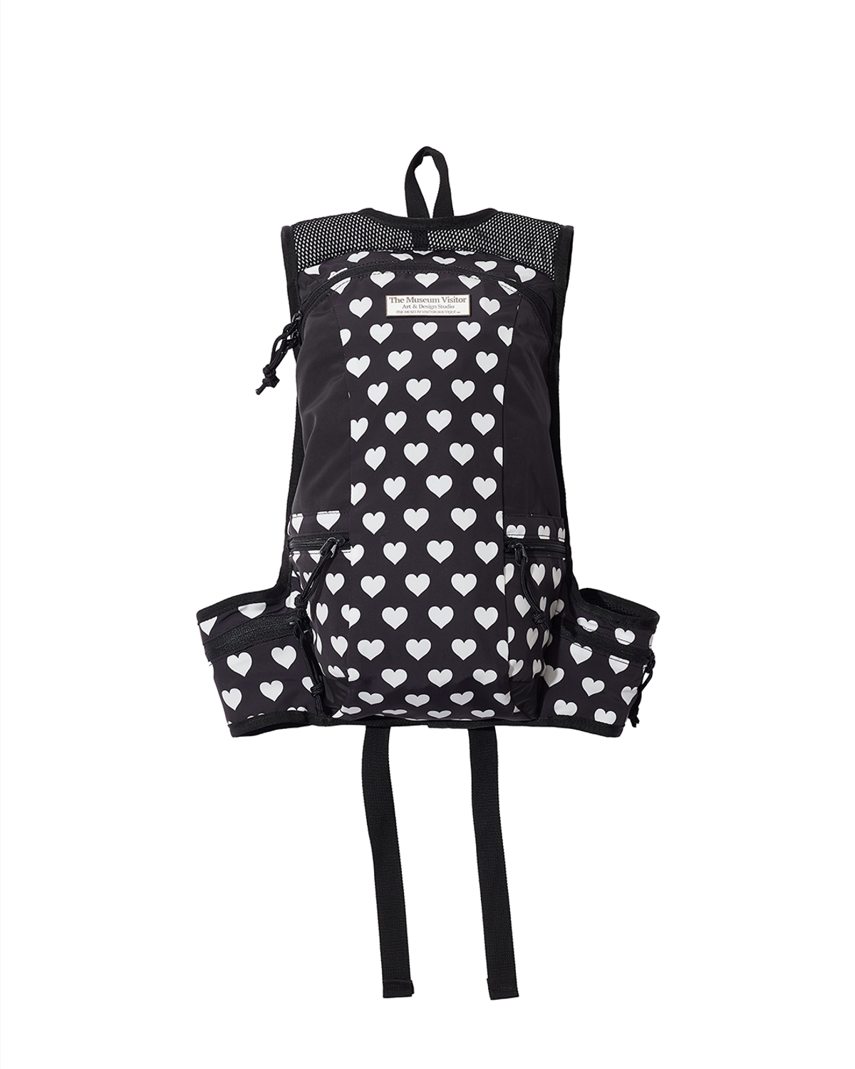 더뮤지엄비지터(THEMUSEUMVISITOR) MESH MOUNTAINEERING HEART PRINTED BACKPACK (BLACK)