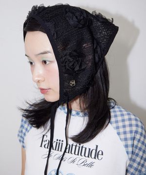 Rose Lace Bonnet_BLACK