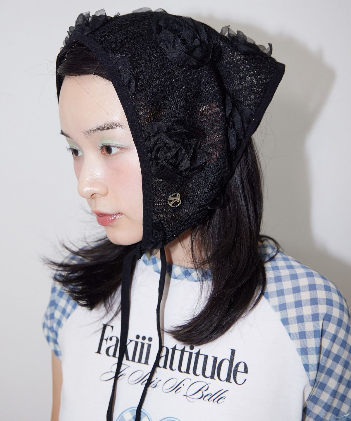 페이키(FAKIII) Rose Lace Bonnet_BLACK